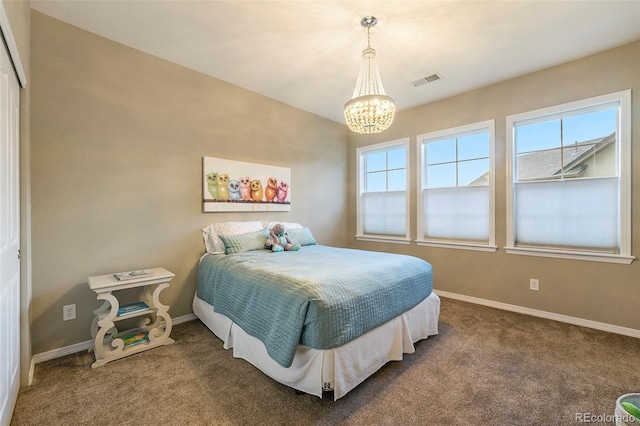 10705 Pinewalk Way, Highlands Ranch, CO 80130 - bedroom featuring a chandelier, carpet flooring, and baseboards