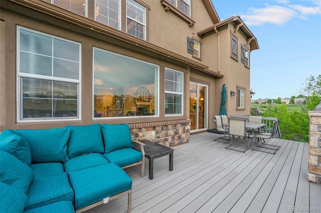 10705 Pinewalk Way, Highlands Ranch, CO 80130 - deck featuring an outdoor hangout area and outdoor dining space
