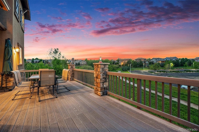 10705 Pinewalk Way, Highlands Ranch, CO 80130 - wooden deck featuring outdoor dining space and a residential view