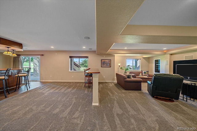 23425 E Otero Dr, Aurora, CO 80016 - living area with carpet floors and recessed lighting