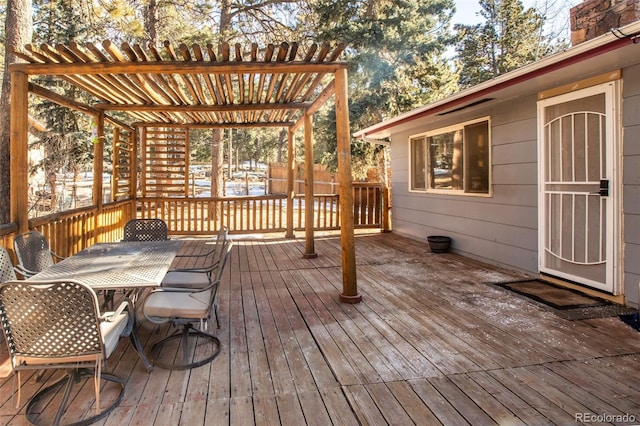 wooden terrace featuring a pergola