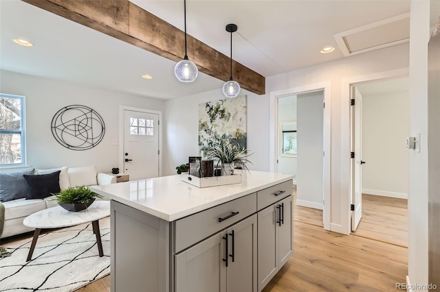 1120 Xenia St, Denver, CO 80220 - kitchen featuring plenty of natural light, recessed lighting, and gray cabinetry