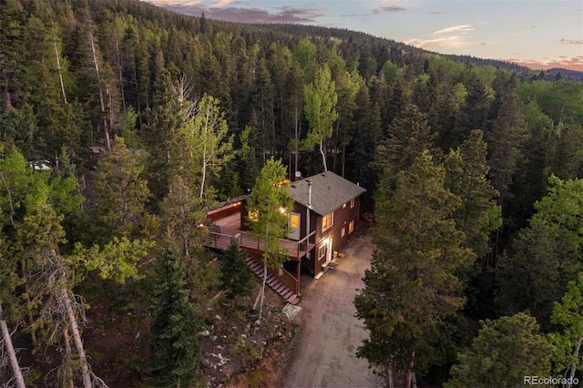 375 Castlewood Dr, Evergreen, CO 80439 - aerial view at dusk of a forest view