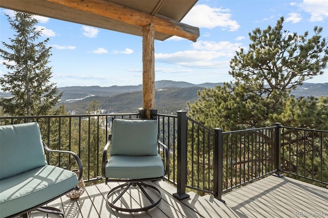 deck featuring a mountain view