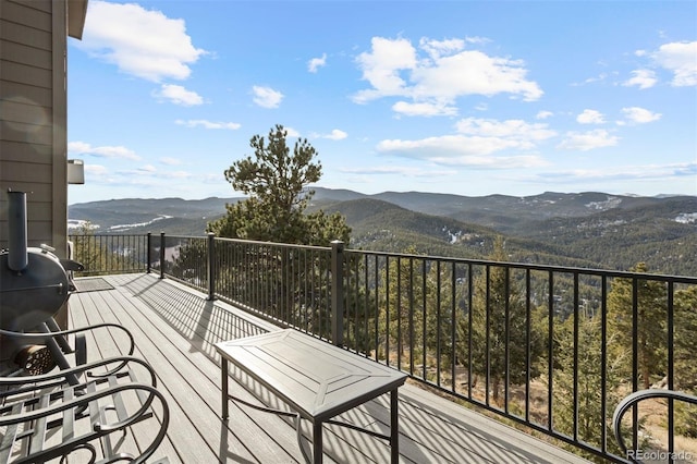 balcony featuring a mountain view and grilling area