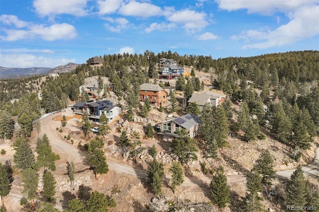 bird's eye view with a mountain view