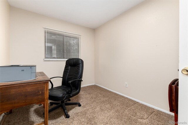 carpeted office with baseboards