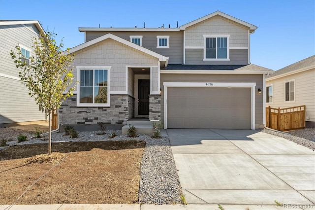 craftsman inspired home featuring a garage