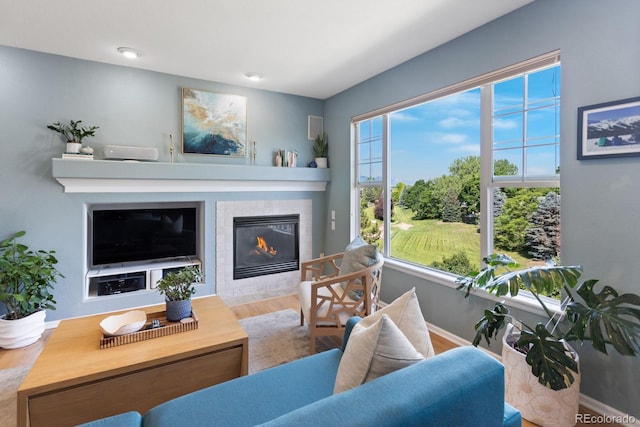 4515 W 107th Cir, Westminster, CO 80031 - living room featuring a fireplace and wood finished floors