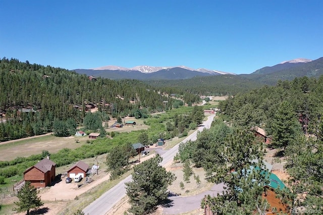 birds eye view of property with a mountain view