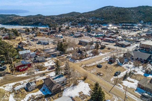 bird's eye view featuring a mountain view