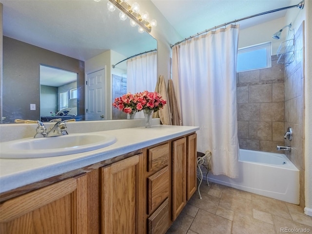 5369 Creek Way, Parker, CO 80134 - bathroom featuring shower / tub combo with curtain and vanity