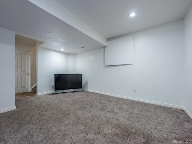5369 Creek Way, Parker, CO 80134 - finished below grade area with carpet flooring, baseboards, and recessed lighting