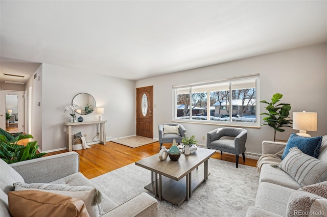 living room featuring light wood-type flooring