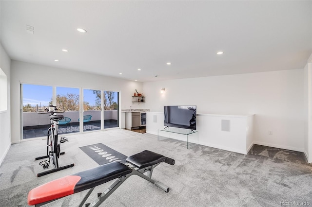 4390 Osage St, Denver, CO 80211 - workout room featuring baseboards, recessed lighting, and carpet floors