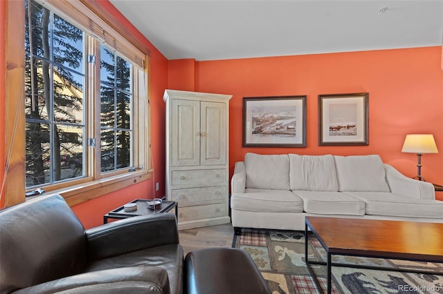 living room with wood finished floors