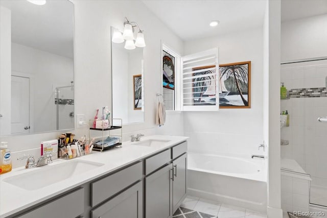 13476 Willow St, Thornton, CO 80602 - full bathroom with a bath, a shower stall, and double vanity