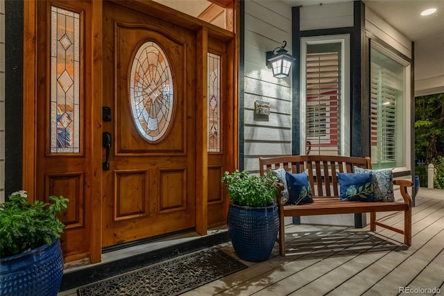 entrance to property with a porch