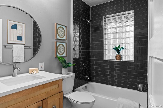 2271 Holly St, Denver, CO 80207 - full bathroom with toilet, vanity, and shower / bath combination