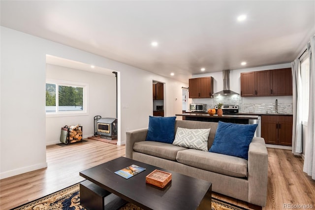 192 Little Creek Rd, Idaho Springs, CO 80452 - living room featuring light wood-style floors, recessed lighting, and baseboards