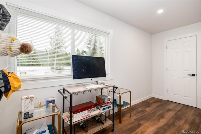 192 Little Creek Rd, Idaho Springs, CO 80452 - office space featuring wood finished floors, plenty of natural light, baseboards, and recessed lighting