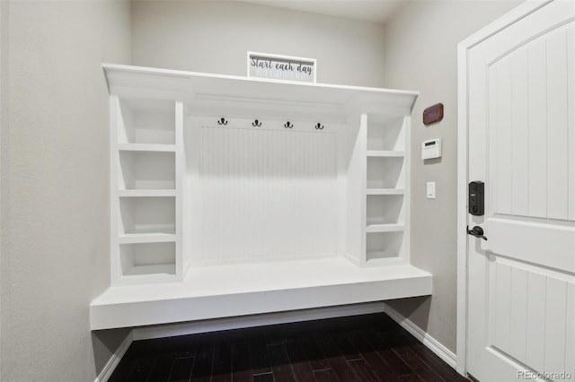 mudroom featuring wood-type flooring