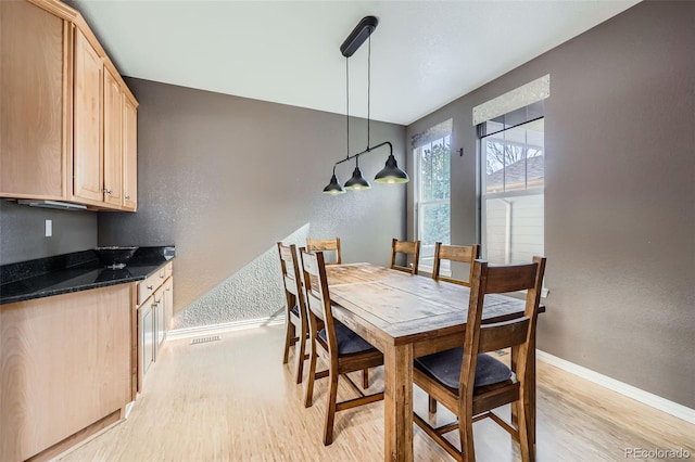 10774 Chadsworth Ln, Highlands Ranch, CO 80126 - dining space featuring baseboards, light wood-style floors, and a textured wall