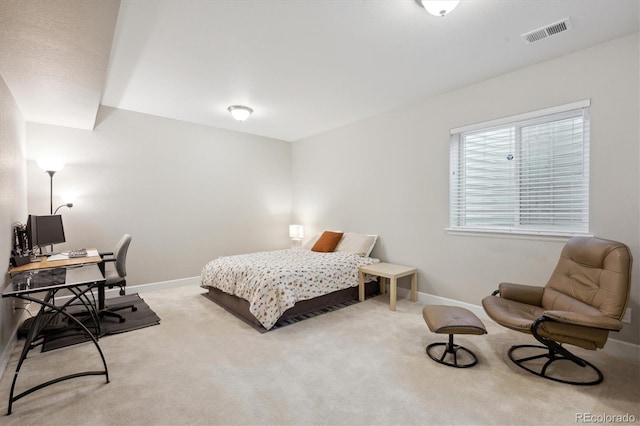 bedroom with visible vents, baseboards, and carpet floors