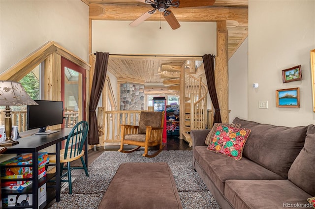 50 Pine St, Empire, CO 80438 - living area with ceiling fan and wood finished floors