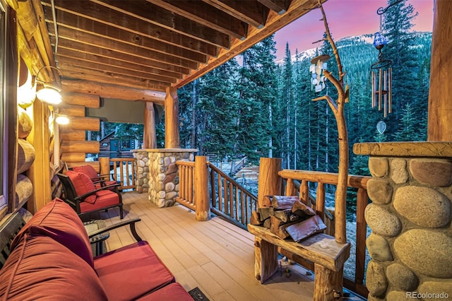 50 Pine St, Empire, CO 80438 - view of deck at dusk