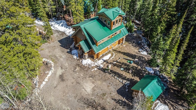 50 Pine St, Empire, CO 80438 - aerial view of property and surrounding area with a heavily wooded area