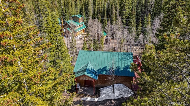 50 Pine St, Empire, CO 80438 - aerial view of property and surrounding area with a heavily wooded area
