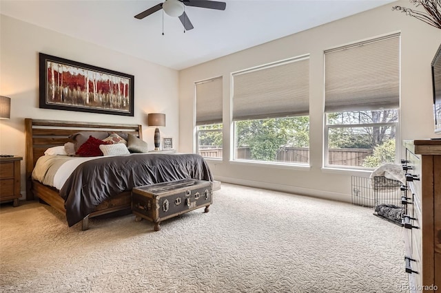 bedroom with carpet flooring and a ceiling fan