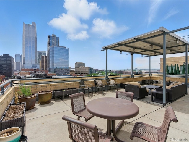 1499 Blake St Unit 3U, Denver, CO 80202 - view of patio / terrace with an outdoor hangout area and a view of skyline