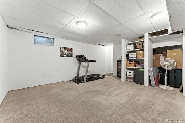 6906 S Sycamore St, Littleton, CO 80120 - workout area featuring carpet floors and a paneled ceiling