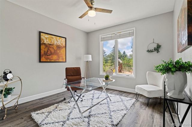 7119 S Riviera St, Aurora, CO 80016 - home office with wood finished floors and ceiling fan