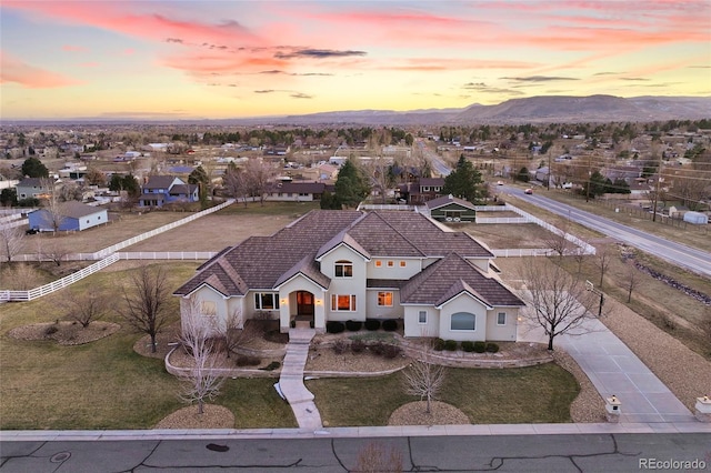 bird's eye view with a mountain view and a residential view
