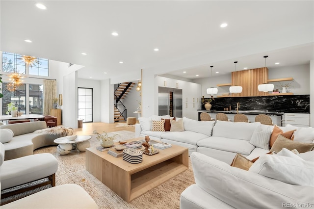 1001 S Adams St, Denver, CO 80209 - living area with stairway and recessed lighting