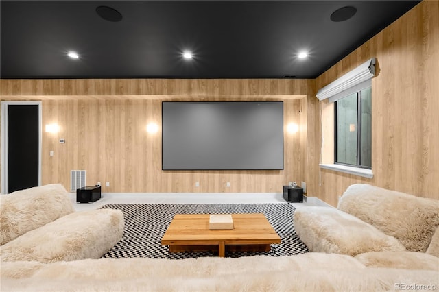 1001 S Adams St, Denver, CO 80209 - home theater featuring wood walls and carpet