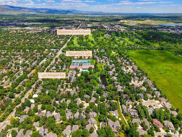 5530 Racquet Ln, Boulder, CO 80303 - aerial overview of property's location featuring a water and mountain view