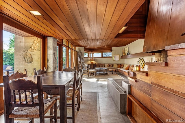 1455 La Mesa St, Colorado Springs, CO 80904 - dining space with wood ceiling and concrete floors