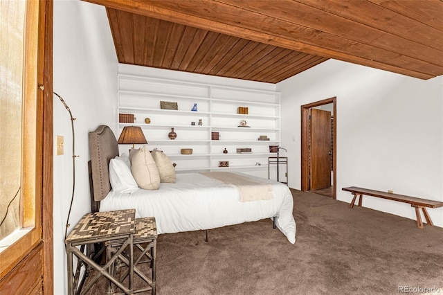 1455 La Mesa St, Colorado Springs, CO 80904 - bedroom featuring wood ceiling with exposed beams and carpet flooring
