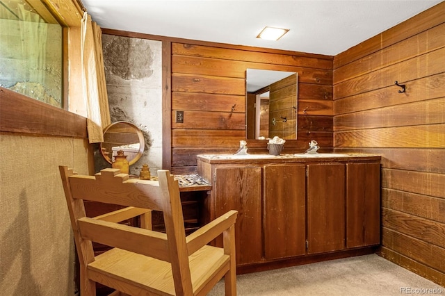 1455 La Mesa St, Colorado Springs, CO 80904 - bar area with light colored carpet, wooden walls, and a sink