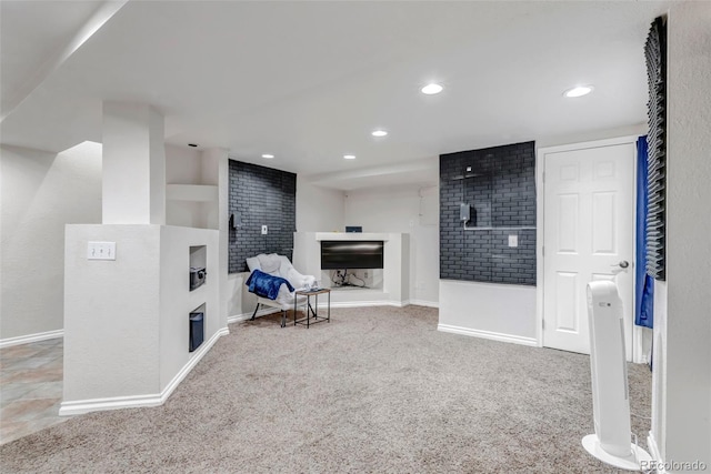 10609 Abilene St, Commerce City, CO 80022 - sitting room featuring a fireplace, carpet, and recessed lighting