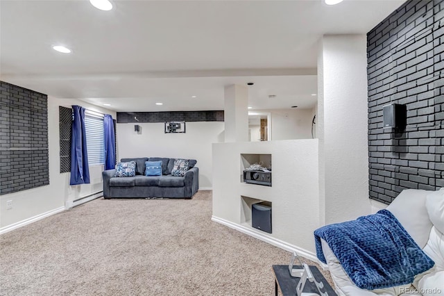10609 Abilene St, Commerce City, CO 80022 - living area with carpet, baseboard heating, and recessed lighting