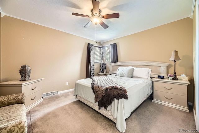 6072 Pierson Ct, Arvada, CO 80004 - carpeted bedroom featuring a ceiling fan and ornamental molding