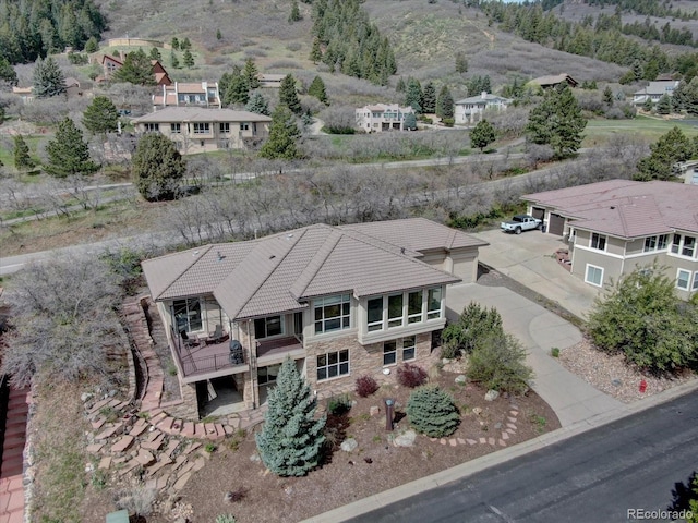 aerial view featuring a mountain view