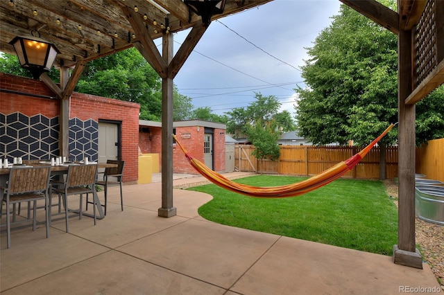 3237 N Josephine St, Denver, CO 80205 - fenced backyard with a patio area and an outbuilding