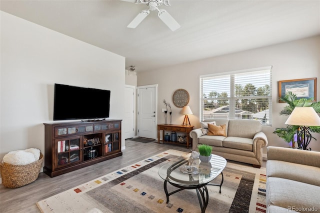 763 Sage Forest Ln, Monument, CO 80132 - living area with wood finished floors and a ceiling fan
