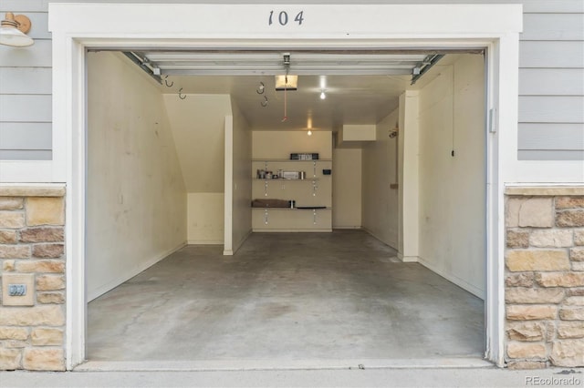 garage with a garage door opener